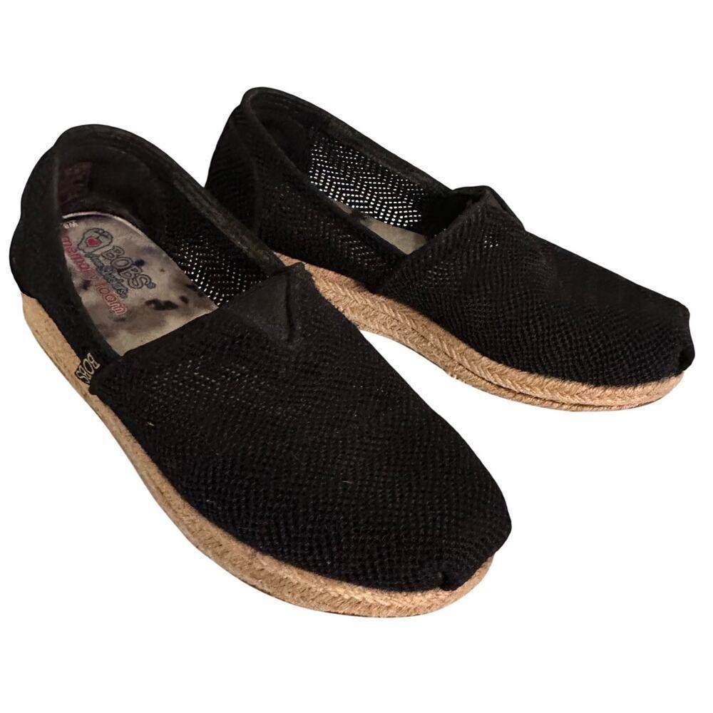 BOBS Women’s‎ Size 8 Black Woven Memory Foam From Sketchers Slip Bohemian EUC
